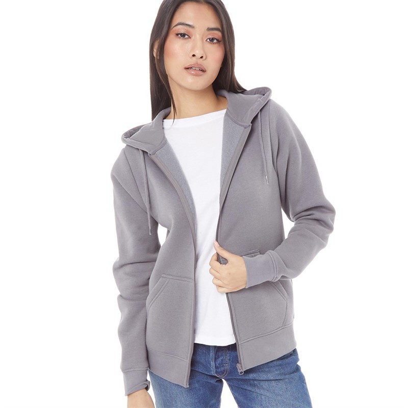 Fluid Womens Zip Through Hoodie Charcoal
