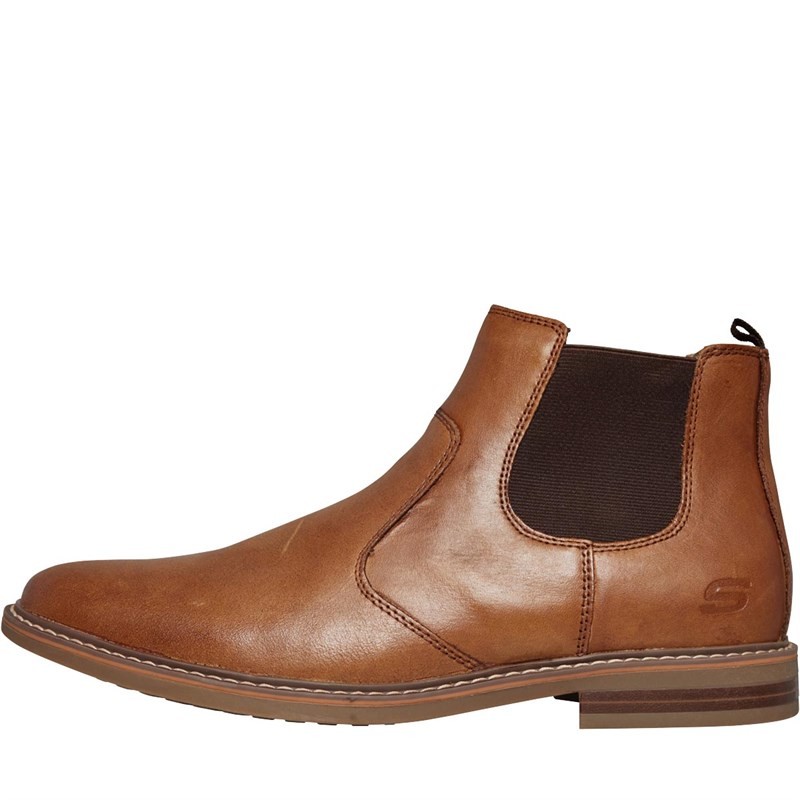 SKECHERS Mens Bregman Morago Chelsea Boots Cognac