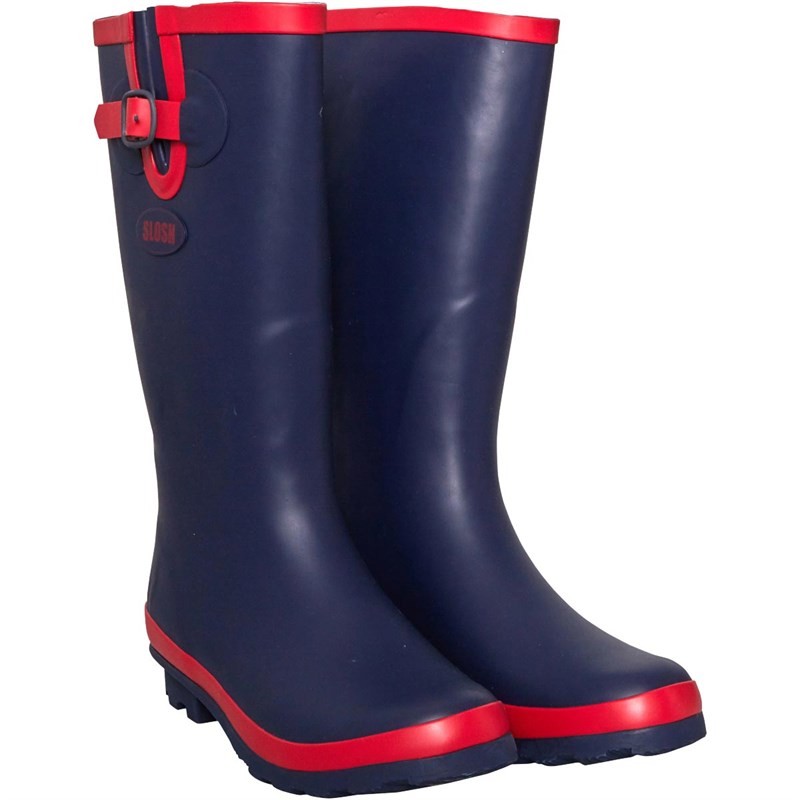 Slosh Womens Armitage Wellington Boots Navy/Red