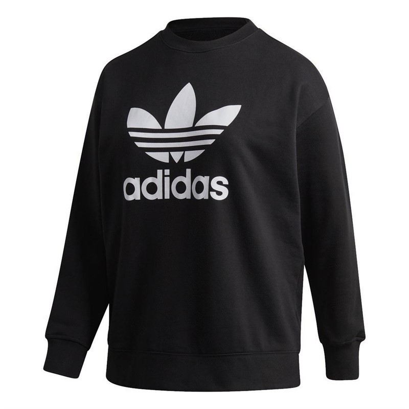 adidas Originals Womens Trefoil Crew Sweatshirt (Plus Size) Black/White