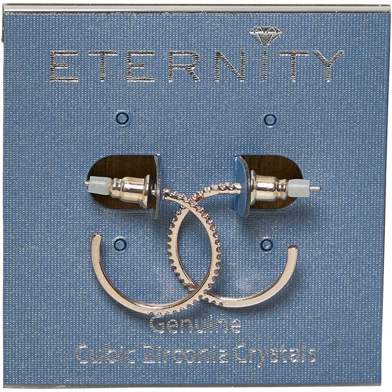 Eternity Womens Clear Stones Hoop Earrings Rose Tone