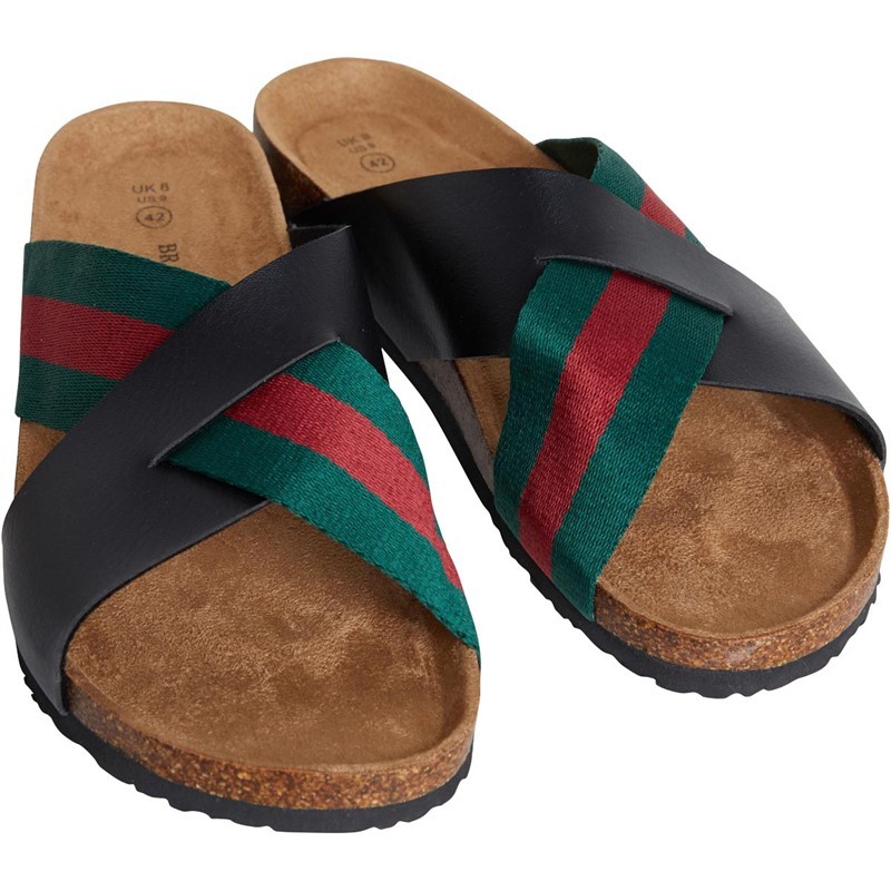 Brave Soul Mens Marvin Sandals Black/Green/Red