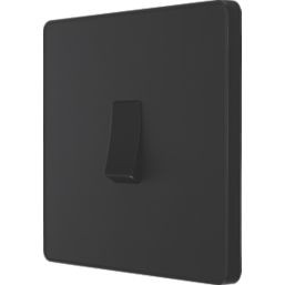BRITISH GENERAL EVOLVE 20 A 16AX 1-GANG 2-WAY LIGHT SWITCH MATT BLACK WITH BLACK INSERTS