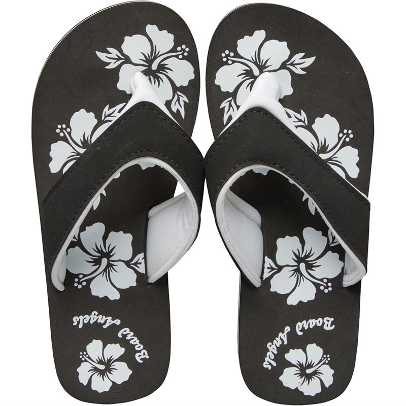 Board Angels Womens Eva Toe Post Sandals Black/White