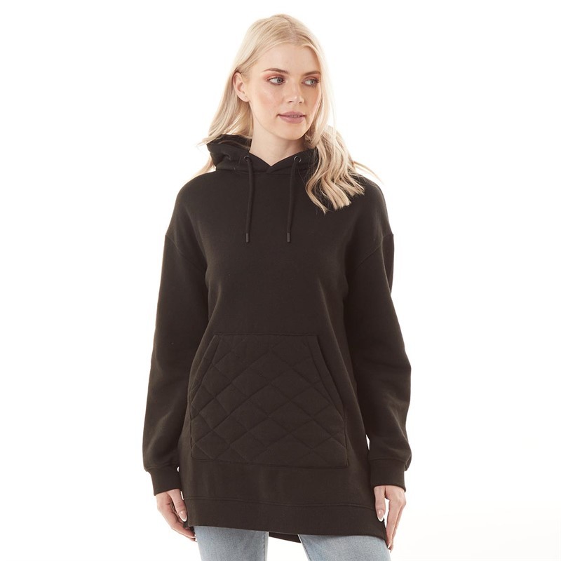 Fluid Womens Longline Hoodie Black